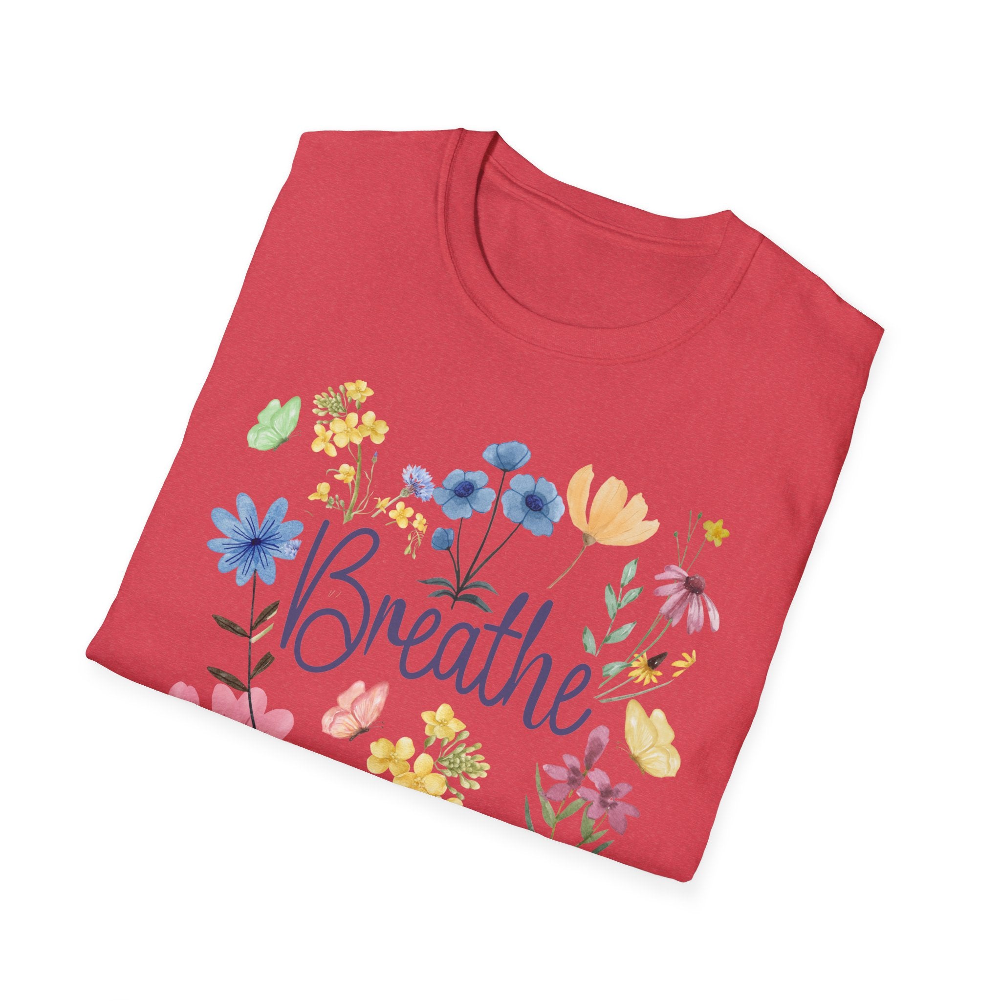 Breathe Wildflowers Tee — Watercolor Butterflies & Floral T-Shirt