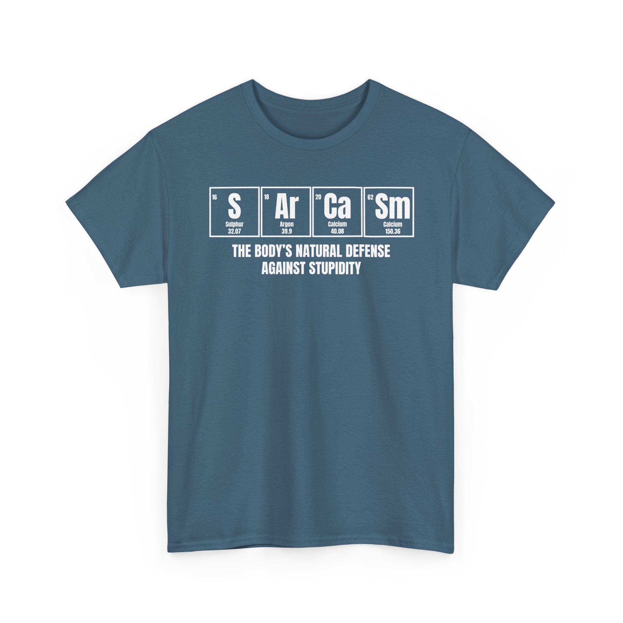 Sarcasm Defense Tee — "Sarcasm: The Body's Natural Defense Against Stupidity"