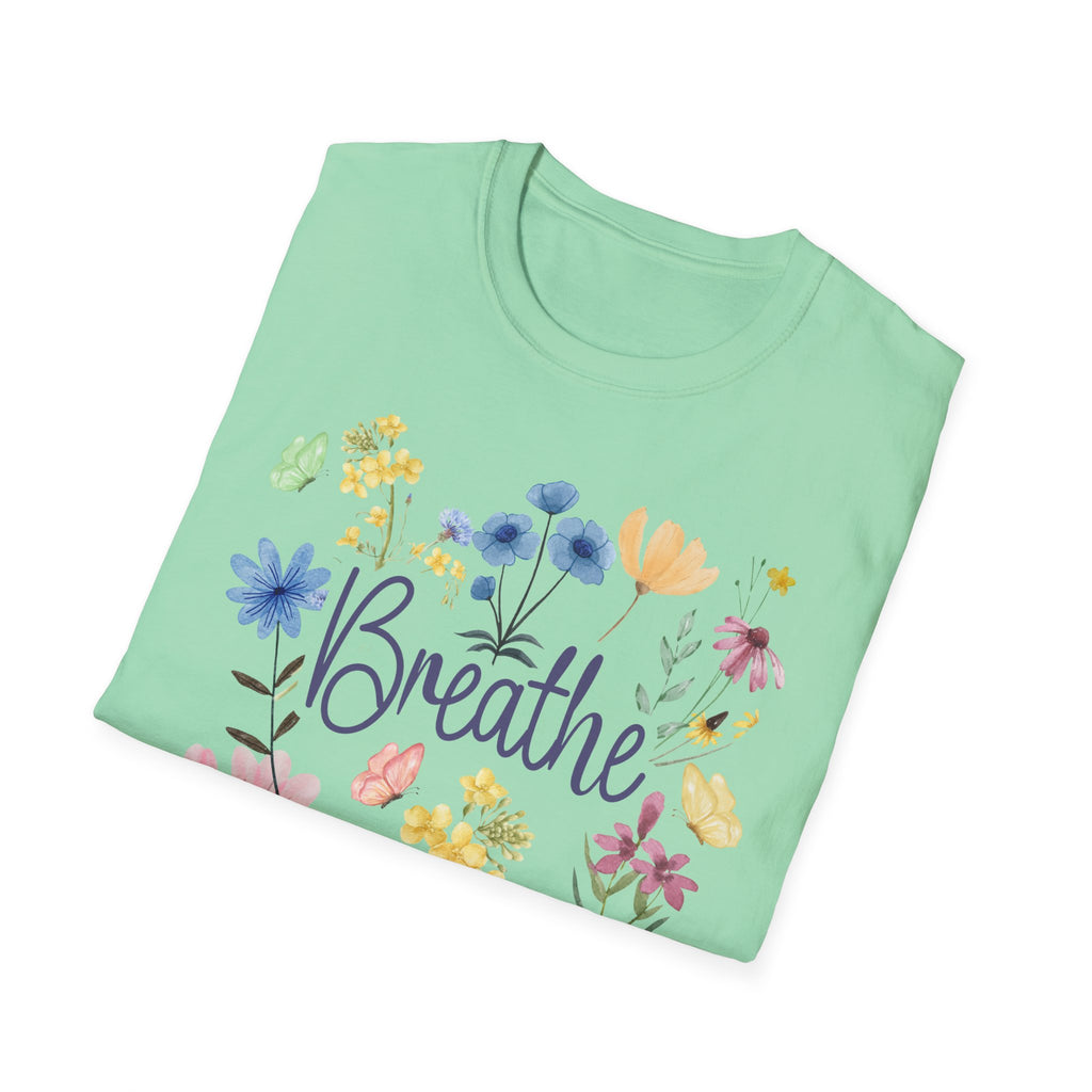 Breathe Wildflowers Tee — Watercolor Butterflies & Floral T-Shirt