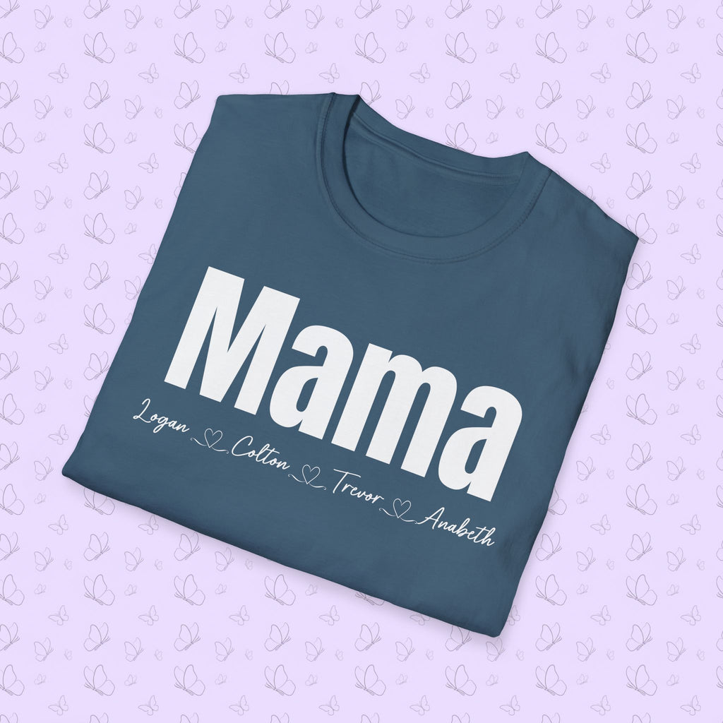 Customizable 'Mama' Tee with Kids' Names — Personalized Mama/Grandma/Mimi T-Shirt