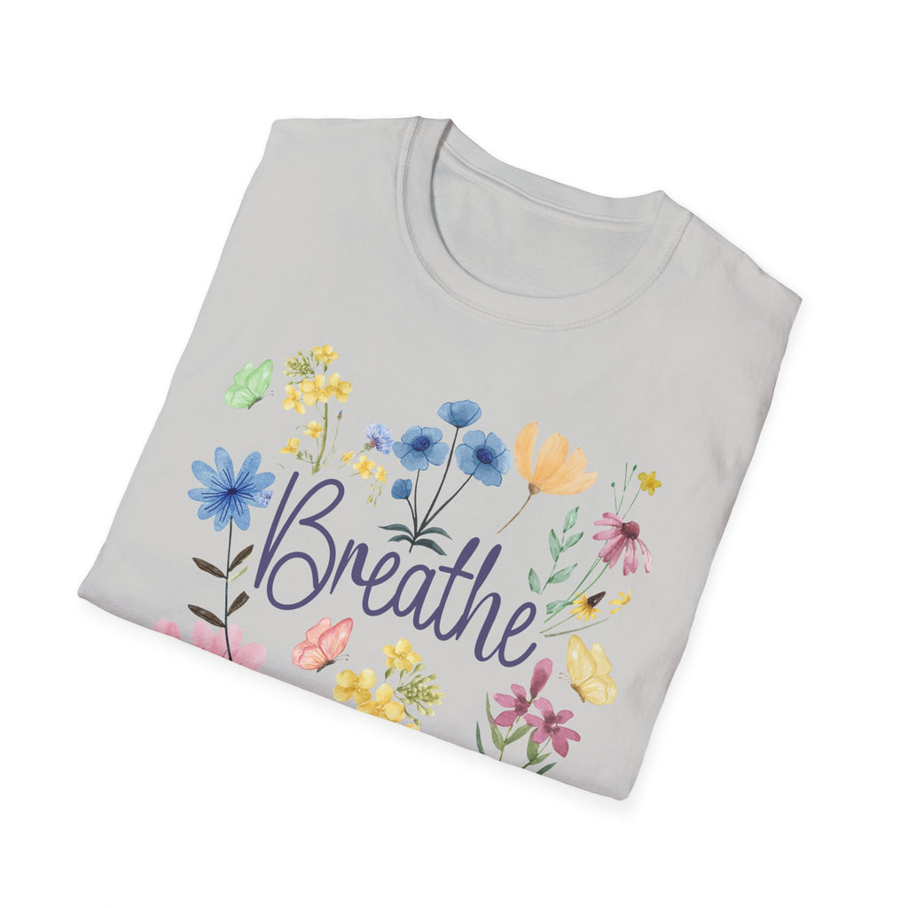 Breathe Wildflowers Tee — Watercolor Butterflies & Floral T-Shirt