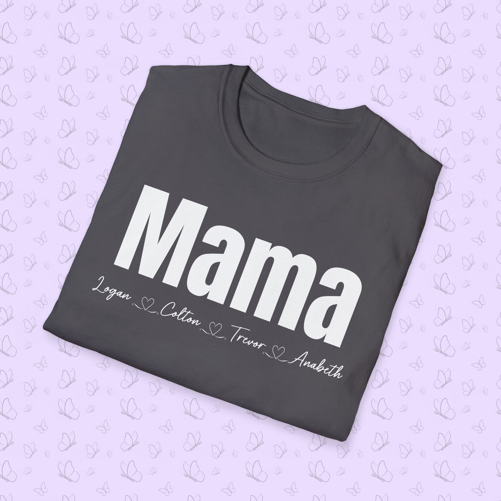 Customizable 'Mama' Tee with Kids' Names — Personalized Mama/Grandma/Mimi T-Shirt