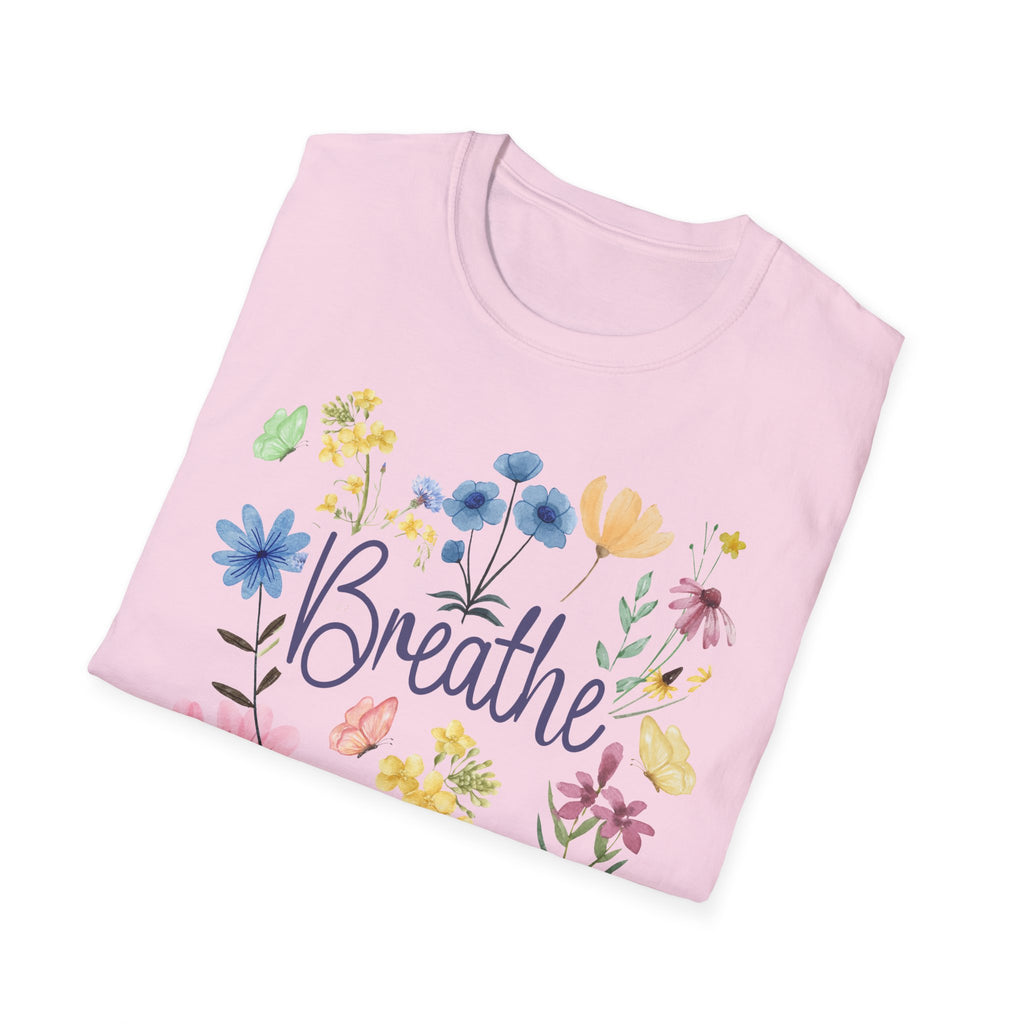 Breathe Wildflowers Tee — Watercolor Butterflies & Floral T-Shirt