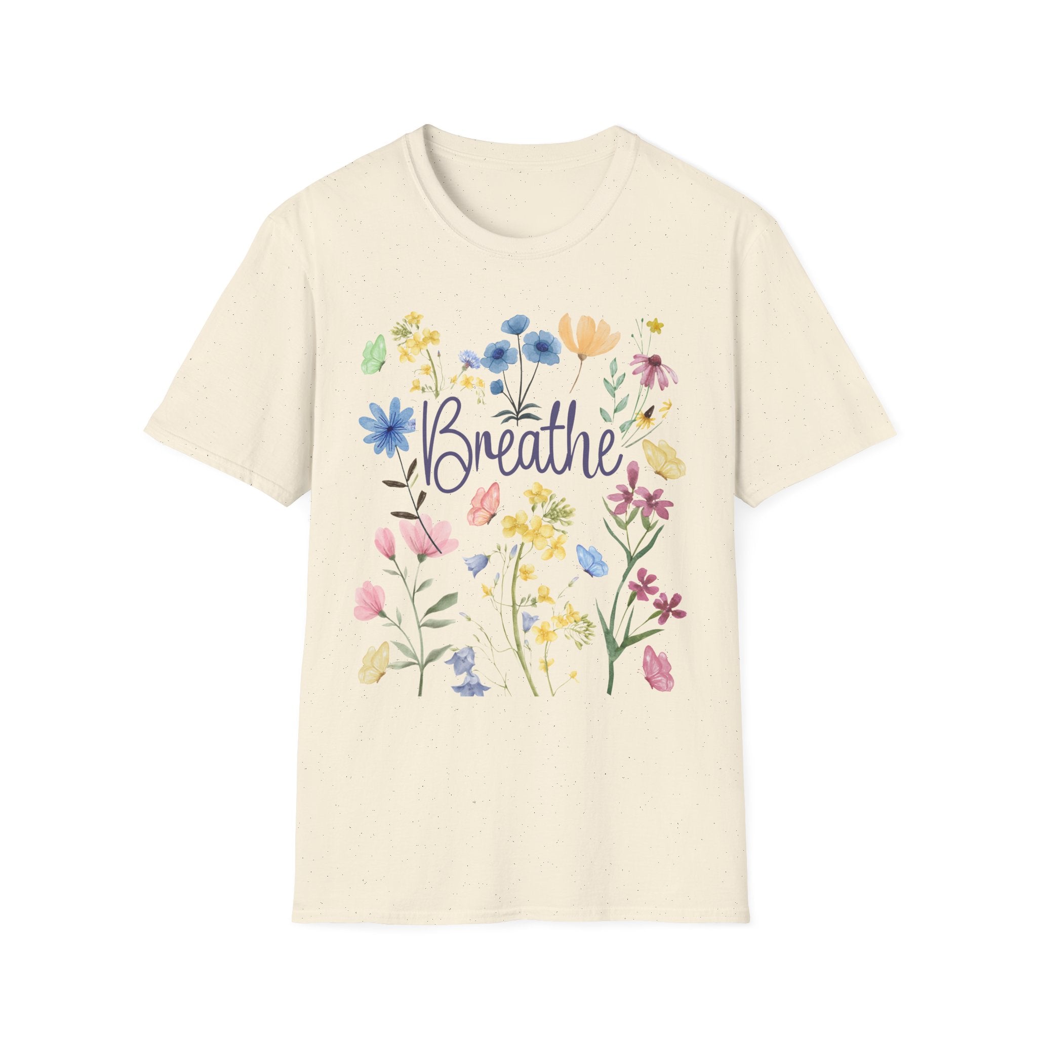 Breathe Wildflowers Tee — Watercolor Butterflies & Floral T-Shirt