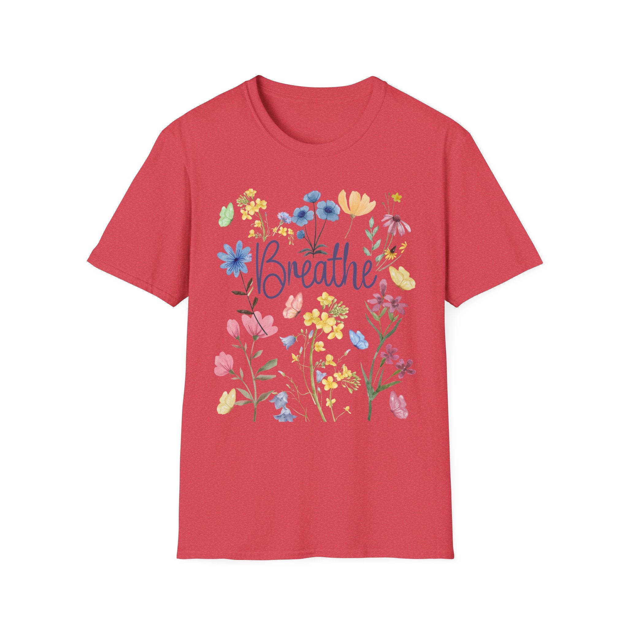 Breathe Wildflowers Tee — Watercolor Butterflies & Floral T-Shirt