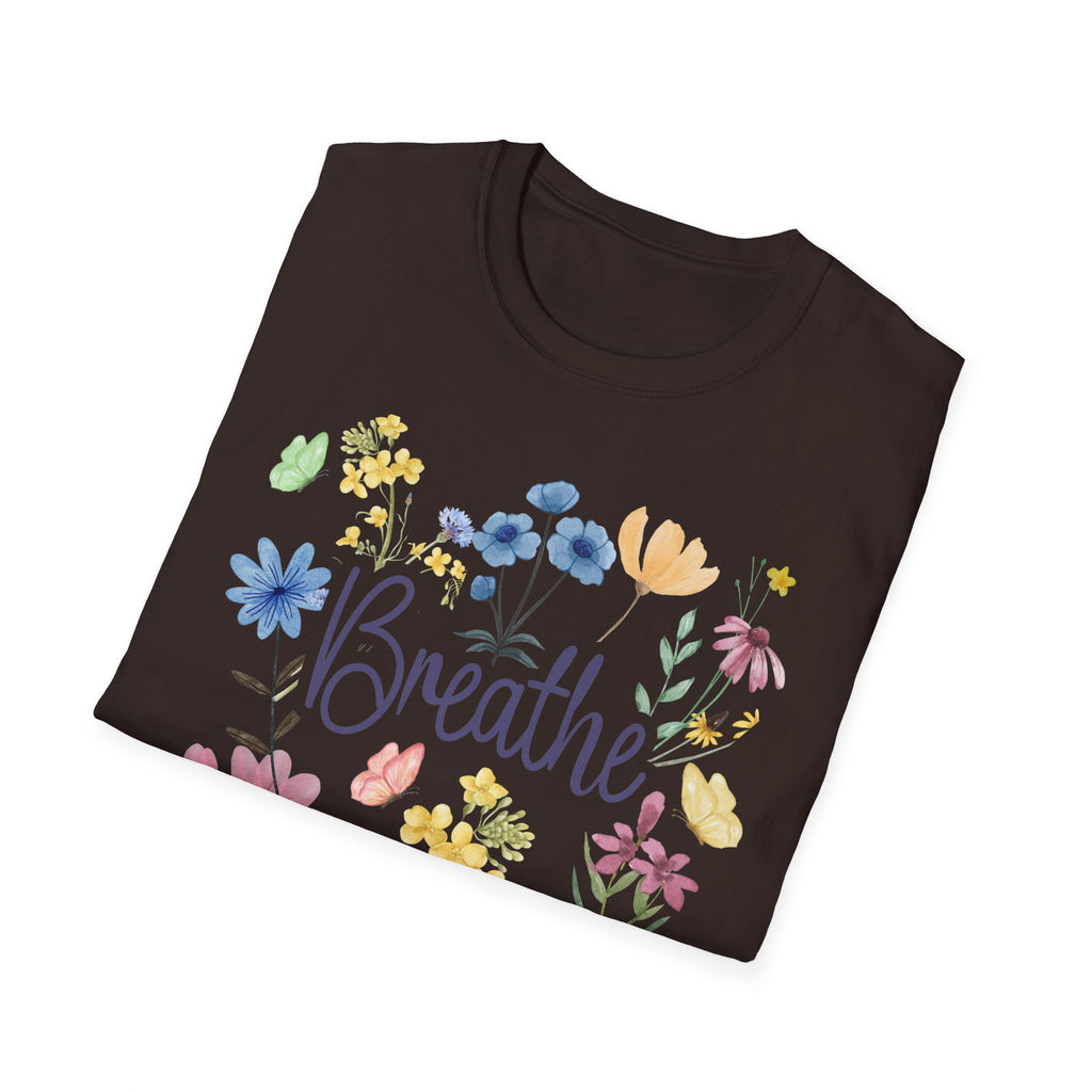 Breathe Wildflowers Tee — Watercolor Butterflies & Floral T-Shirt