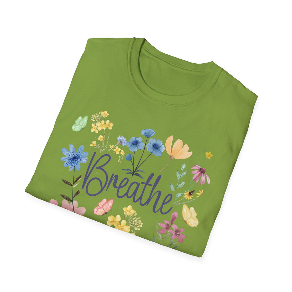 Breathe Wildflowers Tee — Watercolor Butterflies & Floral T-Shirt
