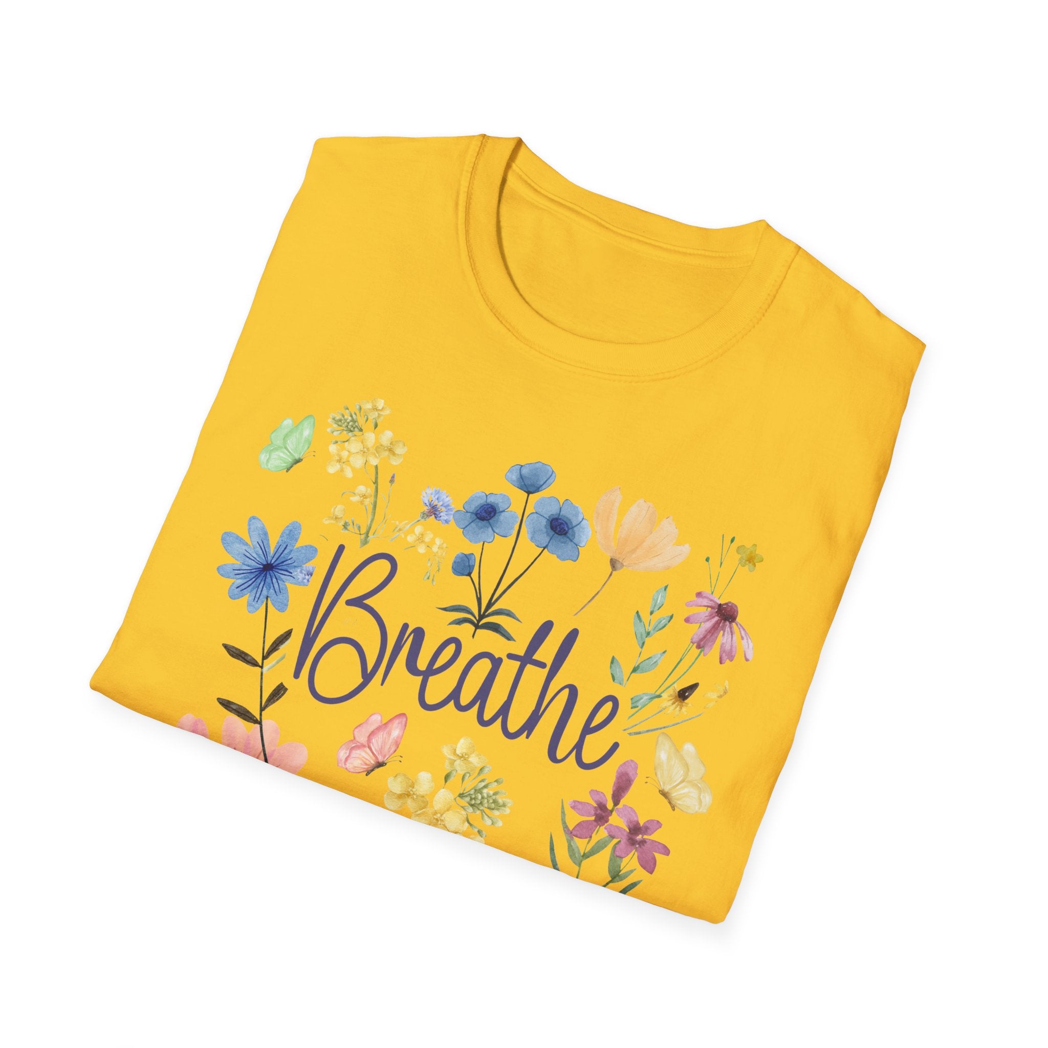 Breathe Wildflowers Tee — Watercolor Butterflies & Floral T-Shirt