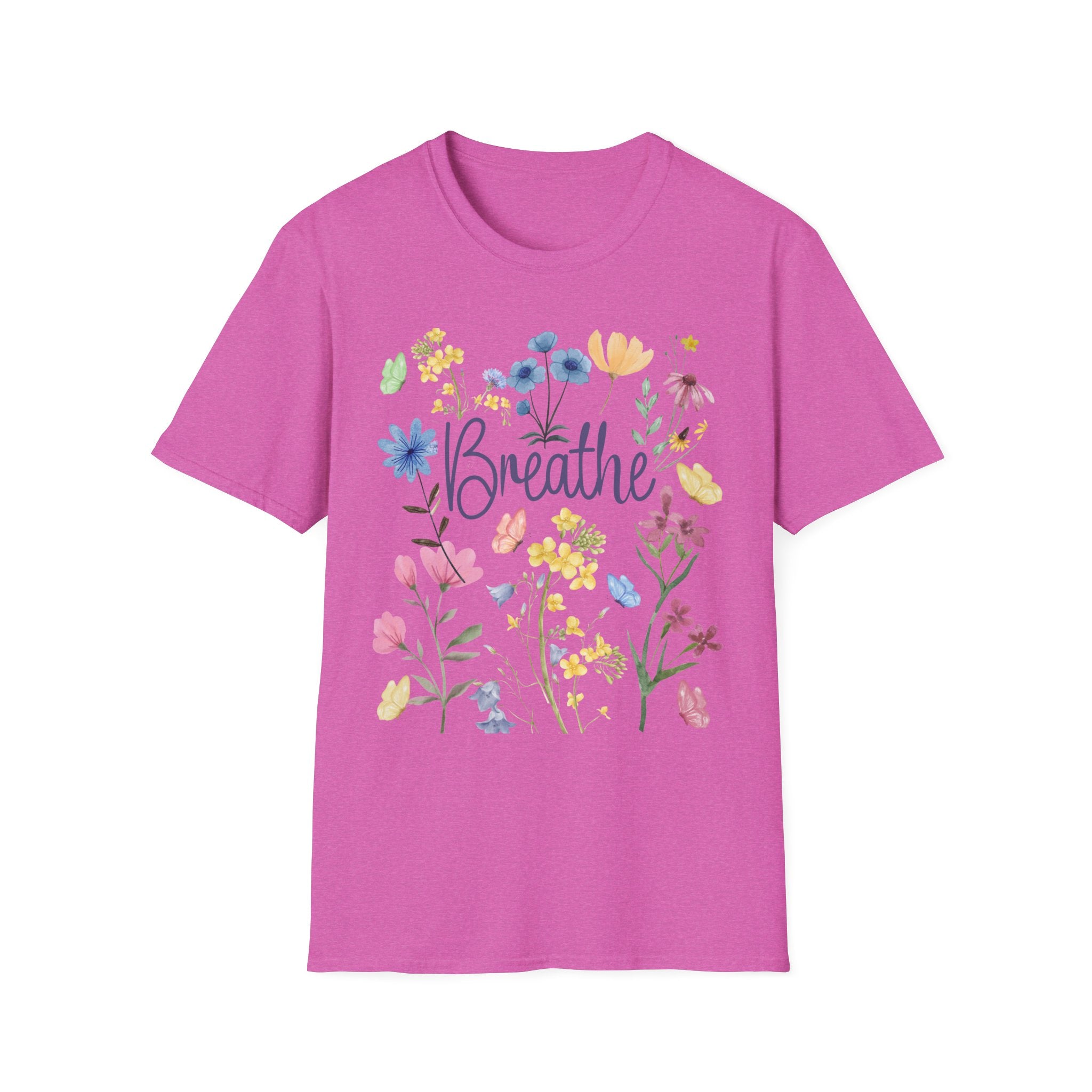 Breathe Wildflowers Tee — Watercolor Butterflies & Floral T-Shirt