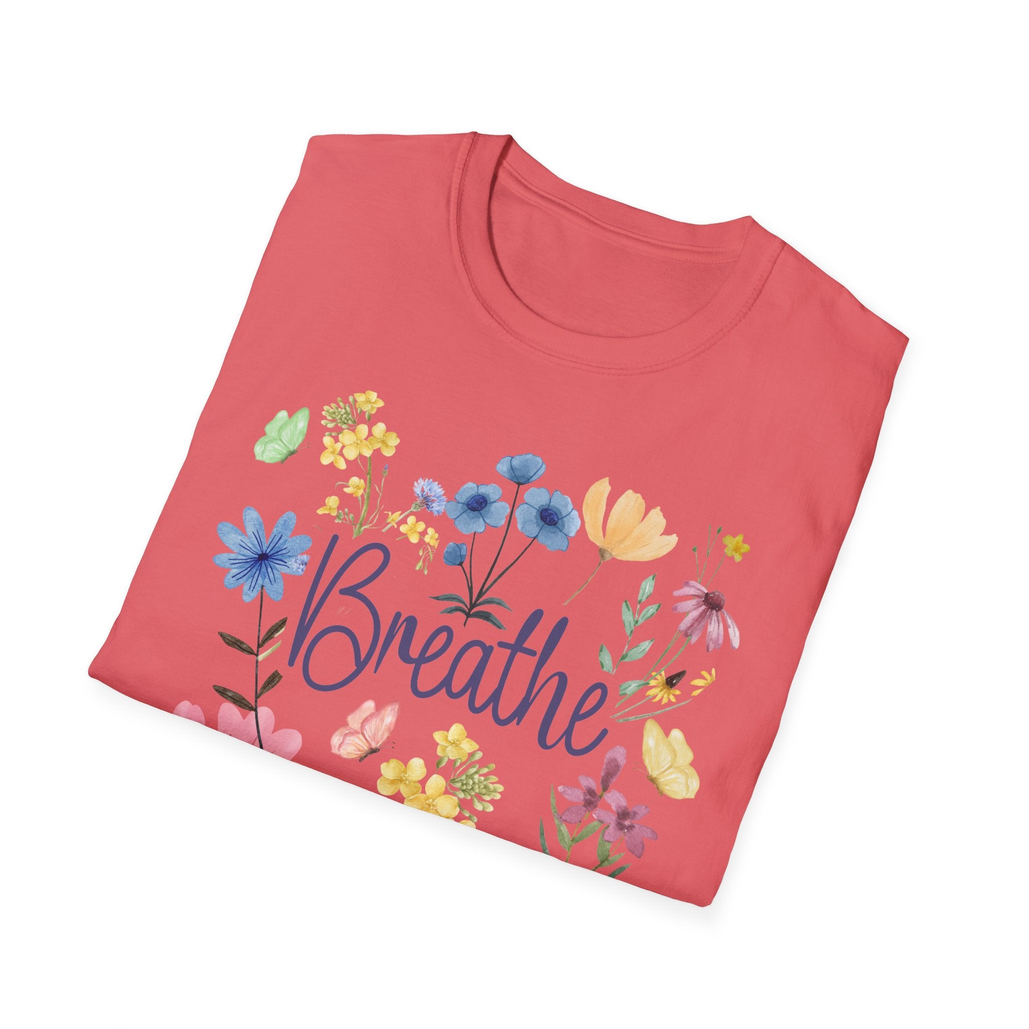 Breathe Wildflowers Tee — Watercolor Butterflies & Floral T-Shirt