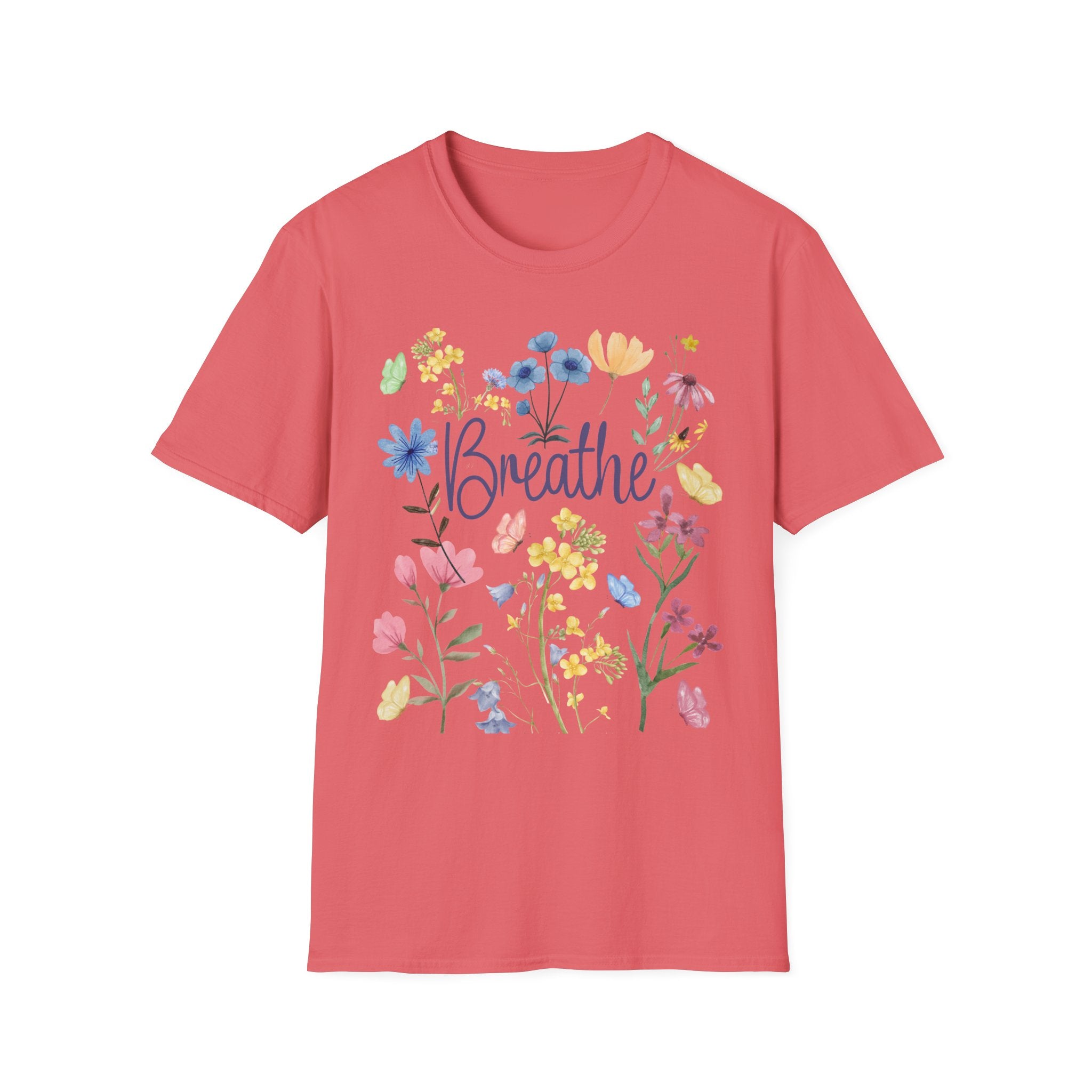 Breathe Wildflowers Tee — Watercolor Butterflies & Floral T-Shirt